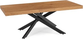 Zestaw Stół Prostokątny Rozkładany HAMPTON 160-240 cm Dąb/Czarny i 4 Krzesła Tapicerowane BRESSO Beżowe