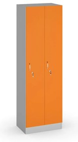 Drewniana szafka ubraniowa S5, 2-drzwiowa, 1900 x 600 x 420 mm, zamek cylindryczny, pomarańczowy