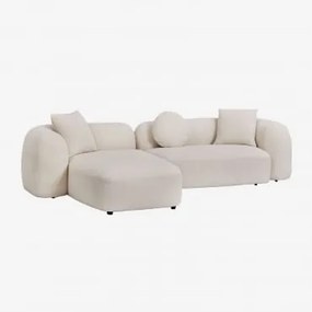 Sofa Modułowy Z Lewym Szezlongiem, 2-częściowy, Z Tkaniny Chenilla Coco Szenila Gruba Biała - Sklum