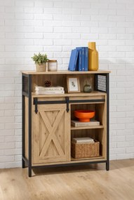 Komoda w stylu loft z drzwiami przesuwnymi dab artisan E2-R26