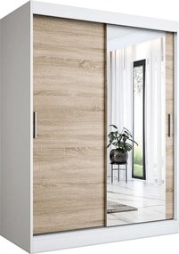 Szafa przesuwna biel + dąb sonoma 150 cm W2-L61