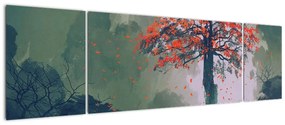 Obraz samotnego czerwonego drzewa (170x50 cm)