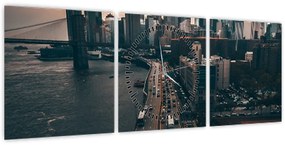 Obraz Manhattanu (z zegarem) (90x30 cm)