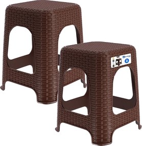 KADAX Taboret rattan 45 x 26 cm brązowy, 2 szt.