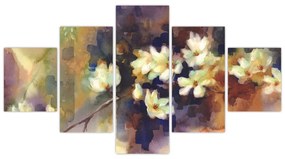 Obraz - Białe magnolie, malarstwo (125x70 cm)