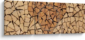 Obraz - Serce z drewna (z zegarem) (90x30 cm)