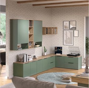 Ściana w salonie zielony 80x40x50 wido