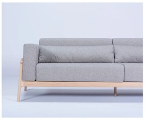 Szara sofa z konstrukcją z litego drewna dębowego Gazzda Fawn Plus, 240 cm