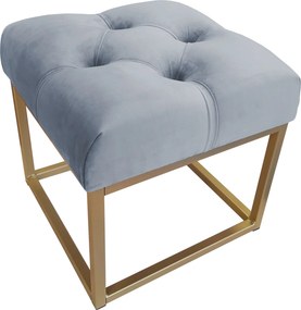 Pufa CHESTERFIELD tkanina Welur loft ławka podnóżek metal : Kolor Stelaża - Złoty, Kolor tkaniny - VELVET - BL06, Typ tkaniny - Velvet