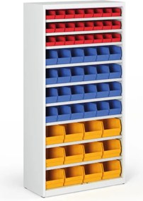 Regał z plastikowymi pojemnikami BASIC - 1800 x 400 x 920 mm, 24xA,24xB,12xC