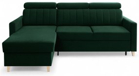 Narożnik Vario z funkcją spania uniwersalny prawo/lewostronny - zielony welur Bluvel 78