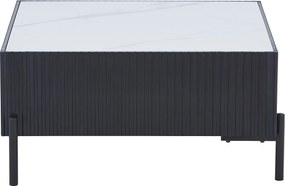 Stolik kawowy z ceramiki, MDF i metalu - Czarno-biały - CYNDORA