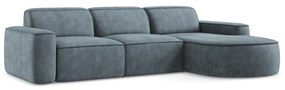 Szaroniebieski narożnik z tkaniny szenilowej (prawostronny/z szezlongiem) Omao – Makamii