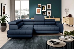 Narożnik BAGGIO Lewostronny z funkcją spania, wolnostojący tkanina LETTO 79 Granatowy WERSAL