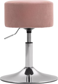 HOMCOM Hoker Barowy z Poduszką, Metalowa Podstawa, Optyka Kordu, Regulowany i Obrotowy 360°, Różowy