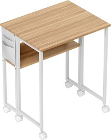 HOMCOM Biurko Składane, Przekształcane w Stolik Pomocniczy, z Otwartą Półką, Naturalne