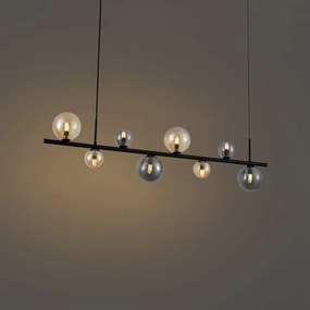 Lampa wisząca czarna z dymionym i bursztynowym szkłem prostokątna 8-punktowa - Monaco