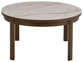 Beżowo-ciemnobrązowy okrągły stolik z ceramicznym blatem ø 90 cm Southampton – Actona