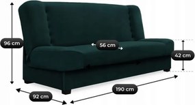 Sofa z Funkcją Spania PIANO Rozkładana Wersalka Dwuosobowa Zielona Nowoczesna do Salonu