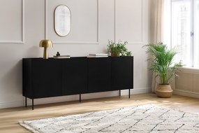 Komoda Desin 220 cm z metalowymi nogami - czarny mat / dąb nagano