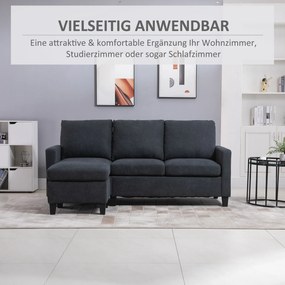 HOMCOM Sofa Narożna Wielofunkcyjna Ciemnoszara 197x139x91 cm Przestronny i Wygodny Narożnik | Aosom PL