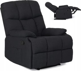 Fotel Rozkładany Wypoczynkowy z Podnóżkiem RIKO Czarny Nowoczesny