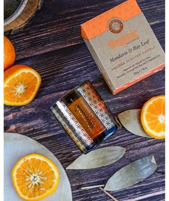 Organiczna świeca kadzidlana Mandarin &amp; BayLeaf 200 g w szklanym słoiczku ze złotą folią