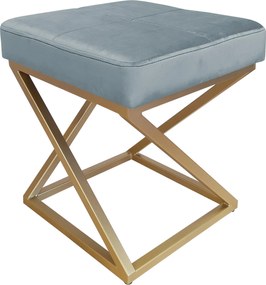 Pufa ZOA tkanina Welur loft ławka podnóżek metal : Kolor Stelaża - Złoty, Kolor tkaniny - VELVET - BL06, Typ tkaniny - Velvet