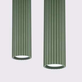 Lampa wisząca KARBON 2 zielona oliwka ryflowana SOLLUX  LIGHTING