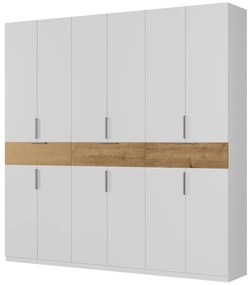 Nowoczesna szafa uchylna 270 x 240 cm – Biel / Dąb Carpenter Whisky