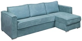 Kanapa narożna dwustronna rozkładana typu express z turkusowego sztruksu - Miejsce do spania 140 cm - Materac 14 cm - LORETO