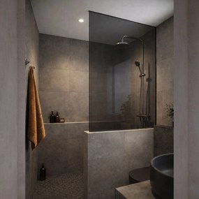 Ścianka prysznicowa Walk In MOLIS HALF Classic Grafit szkło grafitowe| Różne rozmiary : Kolor profili kabiny - czarny, Rozmiar - 80 x 180 cm