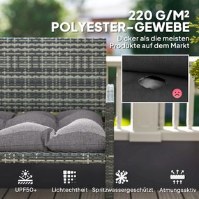 Outsunny Poduszka na Ławkę 105 x 46 x 12,5 cm z Paskami, Do Ogrodu, Siedzisko Wodoodporne, Szary