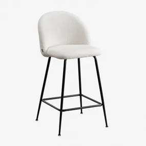 Wysoki Stołek Kana Design Z Owczej Skóry Biały & ↑65 Cm & Negro - Sklum