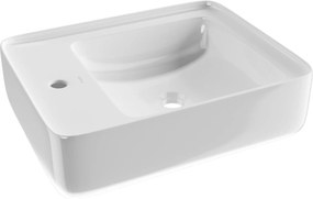 Umywalka nablatowa prostokątna biała z otworem z półką na mydło 40 x 50 cm MERA