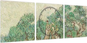 Obraz - Vincent van Gogh, The Olive Orchard, reprodukcje (z zegarem) (90x30 cm)