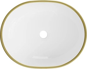 Mexen Viki umywalka nablatowa 48 x 35 cm, biała/złota wzór kratka - 21054809