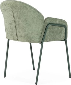 Zielone tapicerowane fotele jadalniane zestaw 2 szt. Aslin – MOME