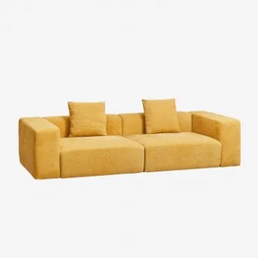 Modułowa Sofa 2-częściowa (↔︎270 Cm) Z Wysokim Podłokietnikiem Bruna Tkaniny Szenil Musztarda - Sklum