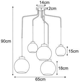 Lampa z pięcioma zwisającymi kloszami - S826 Lorux