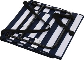 Outsunny Leżak plażowy, składany, regulowane oparcie, boczna kieszeń, miękka poduszka, rama ze stali, niebiesko-biały, 142x51x40cm