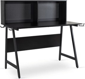 Biurko z nadstawką i tablicą perforowaną Roll 138,5 cm, czarne
