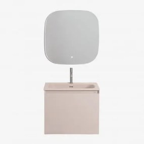 Zestaw Wiszących Mebli Łazienkowych Zintegrowany Z Umywalką Macrae Nature & Kwadratowa Lampa Led I Przeciwmgielna 75x75 - Sklum