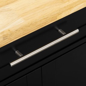 HOMCOM Wózek kuchenny serwisowy Wyspa kuchenna, 1 półka na przyprawy, 1 uchwyt na ręcznik, 109 cm x 40 cm x 89 cm, Czarny