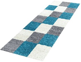 Dywan shaggy Life turkusowy, szary, kremowy 80 cm x 250 cm