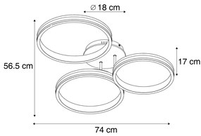 Lampa sufitowa drewniana z LED, 3-stopniowa regulacja ściemniania, 3-źródła światła - Navara Nowoczesny Oswietlenie wewnetrzne