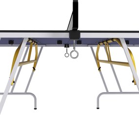 SPORTNOW Stół tenisowy składany z akcesoriami rakietki piłki siatka niebieski 274x152x76 cm | Aosom PL
