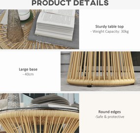 Outsunny Stolik Ogrodowy Stolik Rattanowy, Blat ze Szkła, PE-Rattan, 40 cm x 40 cm x 42 cm Beżowy