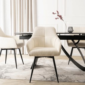 Krzesło Tapicerowane Obrotowe do Salonu LARISA Kremowe Nowoczesne