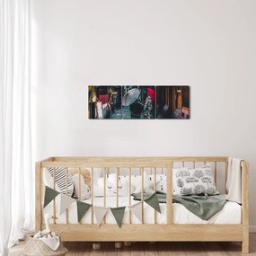 Obraz - Spacer po Tokio (z zegarem) (90x30 cm)
